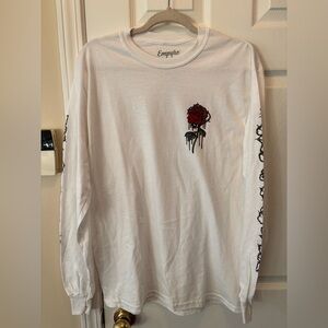 Empyre Men’s White Red Rose Long Sleeve Tee in Size Medium BNOT